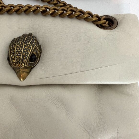 Kurt Geiger London The Kew Mini Shoulder Leather Bag Bone Ivory Gold Chain New - Picture 3 of 8